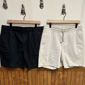 Men's Casual Shorts - Black and Off-White - 2 pair bundle (size Large)